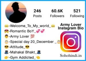 Instagram bio for army lovers