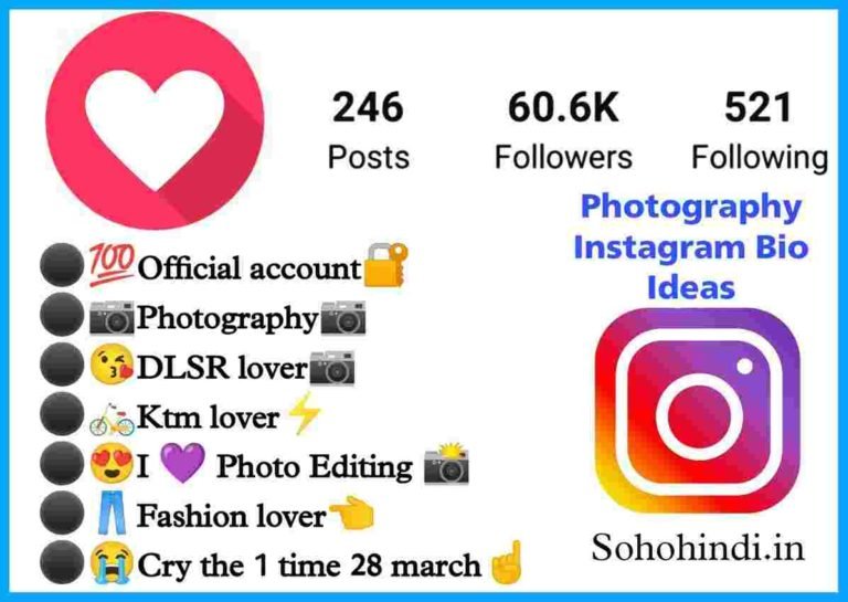 Photography bio for instagram